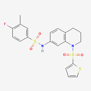 4-fluoro-3-methyl-N-(1-(thiophen-2-ylsulfonyl)-1,2,3,4-tetrahydroquinolin-7-yl)benzenesulfonamide