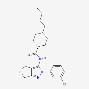 molecular formula C22H28ClN3OS B2593680 4-butyl-N-(2-(3-chlorophenyl)-4,6-dihydro-2H-thieno[3,4-c]pyrazol-3-yl)cyclohexanecarboxamide CAS No. 450340-50-8