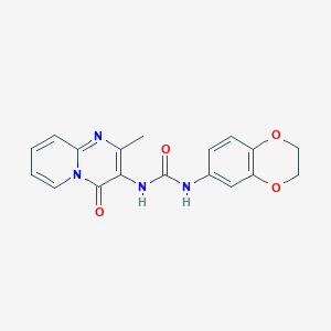molecular formula C18H16N4O4 B2593683 1-(2,3-dihydrobenzo[b][1,4]dioxin-6-yl)-3-(2-methyl-4-oxo-4H-pyrido[1,2-a]pyrimidin-3-yl)urea CAS No. 1060330-27-9