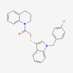 molecular formula C26H23ClN2OS B2593685 2-[1-[(4-chlorophenyl)methyl]indol-3-yl]sulfanyl-1-(3,4-dihydro-2H-quinolin-1-yl)ethanone CAS No. 450349-48-1