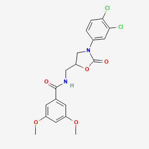 molecular formula C19H18Cl2N2O5 B2593687 N-((3-(3,4-dichlorophenyl)-2-oxooxazolidin-5-yl)methyl)-3,5-dimethoxybenzamide CAS No. 955245-29-1