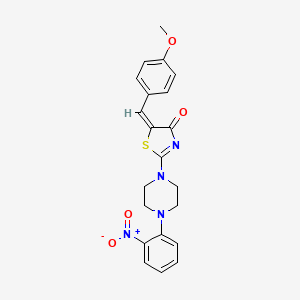 molecular formula C21H20N4O4S B2593694 (E)-5-(4-methoxybenzylidene)-2-(4-(2-nitrophenyl)piperazin-1-yl)thiazol-4(5H)-one CAS No. 383895-53-2