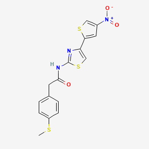 molecular formula C16H13N3O3S3 B2593696 2-(4-(甲硫基)苯基)-N-(4-(4-硝基噻吩-2-基)噻唑-2-基)乙酰胺 CAS No. 941971-26-2