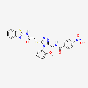 N-((5-((2-(benzo[d]thiazol-2-ylamino)-2-oxoethyl)thio)-4-(2-methoxyphenyl)-4H-1,2,4-triazol-3-yl)methyl)-4-nitrobenzamide