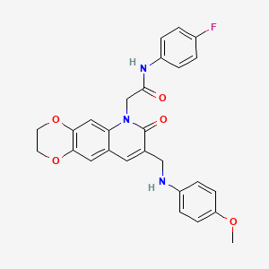 N-(4-fluorophenyl)-2-[8-{[(4-methoxyphenyl)amino]methyl}-7-oxo-2,3-dihydro[1,4]dioxino[2,3-g]quinolin-6(7H)-yl]acetamide