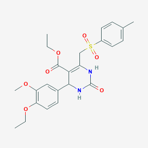 molecular formula C24H28N2O7S B2593726 Ethyl 4-(4-ethoxy-3-methoxyphenyl)-2-oxo-6-(tosylmethyl)-1,2,3,4-tetrahydropyrimidine-5-carboxylate CAS No. 866590-73-0