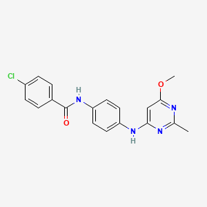 molecular formula C19H17ClN4O2 B2593729 4-chloro-N-(4-((6-methoxy-2-methylpyrimidin-4-yl)amino)phenyl)benzamide CAS No. 946302-71-2