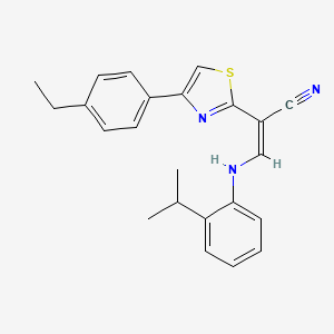 molecular formula C23H23N3S B2593730 (Z)-2-(4-(4-ethylphenyl)thiazol-2-yl)-3-((2-isopropylphenyl)amino)acrylonitrile CAS No. 477186-31-5
