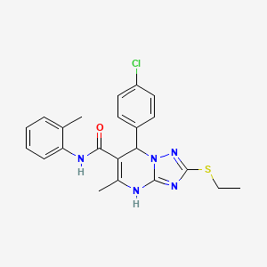 molecular formula C22H22ClN5OS B2593737 7-(4-氯苯基)-2-(乙硫基)-5-甲基-N-(2-甲苯基)-4,7-二氢[1,2,4]三唑并[1,5-a]嘧啶-6-甲酰胺 CAS No. 1021209-32-4