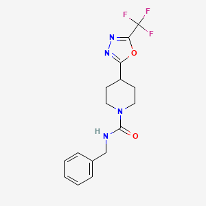 molecular formula C16H17F3N4O2 B2593747 N-苄基-4-(5-(三氟甲基)-1,3,4-恶二唑-2-基)哌啶-1-甲酰胺 CAS No. 1396861-02-1