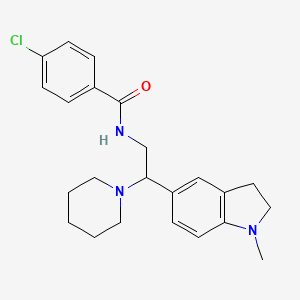 molecular formula C23H28ClN3O B2593751 4-氯-N-(2-(1-甲基吲哚-5-基)-2-(哌啶-1-基)乙基)苯甲酰胺 CAS No. 922016-30-6