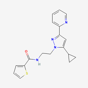 B2593757 N-(2-(5-cyclopropyl-3-(pyridin-2-yl)-1H-pyrazol-1-yl)ethyl)thiophene-2-carboxamide CAS No. 1797616-59-1