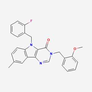 molecular formula C26H22FN3O2 B2593760 5-(2-fluorobenzyl)-3-(2-methoxybenzyl)-8-methyl-3H-pyrimido[5,4-b]indol-4(5H)-one CAS No. 1189735-70-3