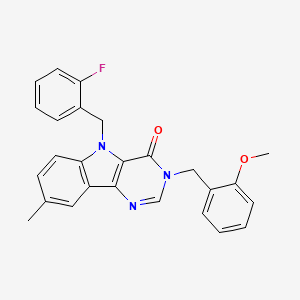 molecular formula C26H22FN3O2 B2593760 5-(2-氟苄基)-3-(2-甲氧苄基)-8-甲基-3H-嘧啶并[5,4-b]吲哚-4(5H)-酮 CAS No. 1189735-70-3