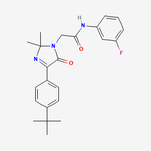 molecular formula C23H26FN3O2 B2593766 2-[4-(4-叔丁基苯基)-2,2-二甲基-5-氧代-2,5-二氢-1H-咪唑-1-基]-N-(3-氟苯基)乙酰胺 CAS No. 866895-91-2