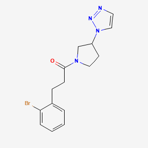 molecular formula C15H17BrN4O B2593767 1-(3-(1H-1,2,3-三唑-1-基)吡咯烷-1-基)-3-(2-溴苯基)丙-1-酮 CAS No. 1795297-50-5