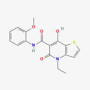 molecular formula C17H16N2O4S B2593768 4-ethyl-7-hydroxy-N-(2-methoxyphenyl)-5-oxo-4,5-dihydrothieno[3,2-b]pyridine-6-carboxamide CAS No. 1251629-91-0
