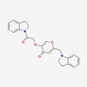 molecular formula C24H22N2O4 B2593774 5-(2-(indolin-1-yl)-2-oxoethoxy)-2-(indolin-1-ylmethyl)-4H-pyran-4-one CAS No. 898440-40-9