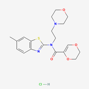 molecular formula C19H24ClN3O4S B2593781 N-(6-methylbenzo[d]thiazol-2-yl)-N-(2-morpholinoethyl)-5,6-dihydro-1,4-dioxine-2-carboxamide hydrochloride CAS No. 1215651-69-6