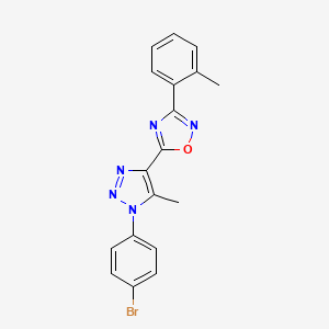 molecular formula C18H14BrN5O B2593783 5-(1-(4-bromophenyl)-5-methyl-1H-1,2,3-triazol-4-yl)-3-(o-tolyl)-1,2,4-oxadiazole CAS No. 899723-58-1