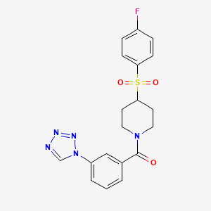 molecular formula C19H18FN5O3S B2593784 (3-(1H-tetrazol-1-yl)phenyl)(4-((4-fluorophenyl)sulfonyl)piperidin-1-yl)methanone CAS No. 1448038-22-9