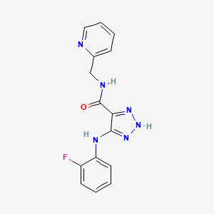 molecular formula C15H13FN6O B2593788 5-((2-fluorophenyl)amino)-N-(pyridin-2-ylmethyl)-1H-1,2,3-triazole-4-carboxamide CAS No. 1291848-70-8