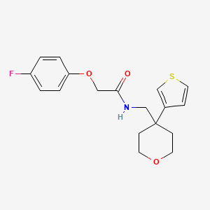 molecular formula C18H20FNO3S B2593789 2-(4-氟苯氧基)-N-((4-(噻吩-3-基)四氢-2H-吡喃-4-基)甲基)乙酰胺 CAS No. 2309775-83-3