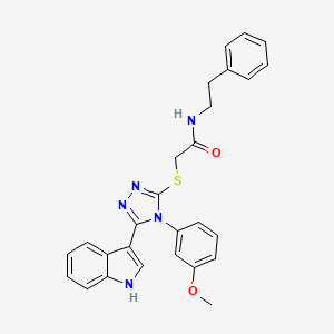 molecular formula C27H25N5O2S B2593798 2-((5-(1H-indol-3-yl)-4-(3-methoxyphenyl)-4H-1,2,4-triazol-3-yl)thio)-N-phenethylacetamide CAS No. 946377-47-5