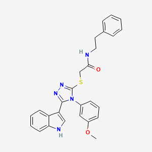 molecular formula C27H25N5O2S B2593798 N-Phenethyl-2-((5-(1H-indol-3-yl)-4-(3-methoxyphenyl)-4H-1,2,4-triazol-3-yl)thio)acetamid CAS No. 946377-47-5