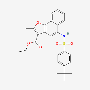 molecular formula C26H27NO5S B2593810 Ethyl 5-{[(4-tert-butylphenyl)sulfonyl]amino}-2-methylnaphtho[1,2-b]furan-3-carboxylate CAS No. 518317-36-7