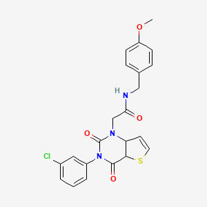 molecular formula C22H18ClN3O4S B2593814 2-[3-(3-chlorophenyl)-2,4-dioxo-1H,2H,3H,4H-thieno[3,2-d]pyrimidin-1-yl]-N-[(4-methoxyphenyl)methyl]acetamide CAS No. 1261003-94-4