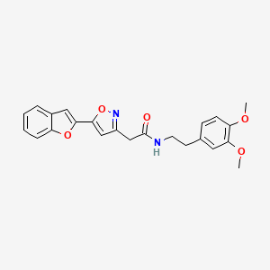 molecular formula C23H22N2O5 B2593819 N-[2-(3,4-diméthoxyphényl)éthyl]-2-[5-(1-benzofuran-2-yl)-1,2-oxazol-3-yl]acétamide CAS No. 1105218-75-4