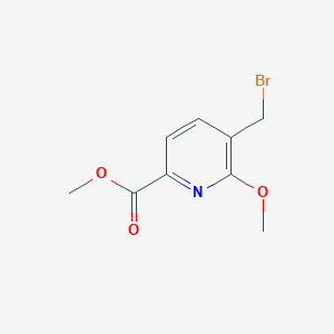 molecular formula C9H10BrNO3 B2593820 5-(溴甲基)-6-甲氧基-吡啶-2-羧酸甲酯 CAS No. 401792-84-5