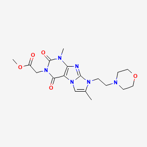 molecular formula C18H24N6O5 B2593823 methyl 2-(1,7-dimethyl-8-(2-morpholinoethyl)-2,4-dioxo-1H-imidazo[2,1-f]purin-3(2H,4H,8H)-yl)acetate CAS No. 938751-43-0