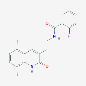 molecular formula C20H19FN2O2 B2593824 N-[2-(5,8-dimethyl-2-oxo-1H-quinolin-3-yl)ethyl]-2-fluorobenzamide CAS No. 851406-64-9