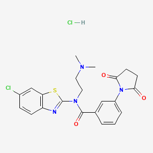 molecular formula C22H22Cl2N4O3S B2593828 N-(6-chlorobenzo[d]thiazol-2-yl)-N-(2-(dimethylamino)ethyl)-3-(2,5-dioxopyrrolidin-1-yl)benzamide hydrochloride CAS No. 1321720-29-9