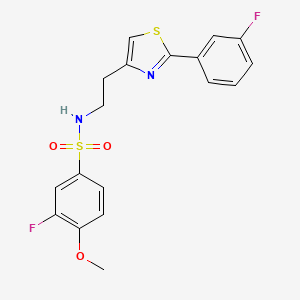 3-fluoro-N-[2-[2-(3-fluorophenyl)-1,3-thiazol-4-yl]ethyl]-4-methoxybenzenesulfonamide