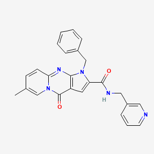 molecular formula C25H21N5O2 B2593831 1-benzyl-7-methyl-4-oxo-N-(pyridin-3-ylmethyl)-1,4-dihydropyrido[1,2-a]pyrrolo[2,3-d]pyrimidine-2-carboxamide CAS No. 900893-37-0
