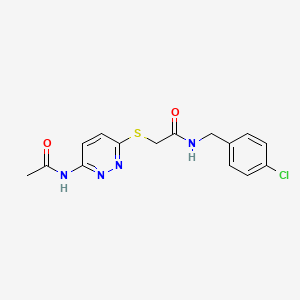 molecular formula C15H15ClN4O2S B2593836 2-((6-acetamidopyridazin-3-yl)thio)-N-(4-chlorobenzyl)acetamide CAS No. 1021091-53-1