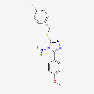 molecular formula C16H15FN4OS B2593839 3-((4-Fluorobenzyl)thio)-5-(4-methoxyphenyl)-4H-1,2,4-triazol-4-amine CAS No. 676245-25-3
