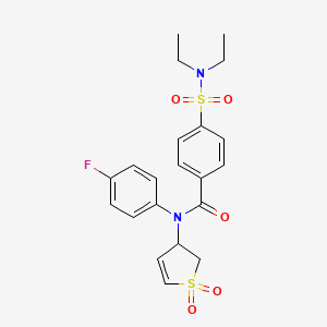 molecular formula C21H23FN2O5S2 B2593843 4-(N,N-二乙基氨磺酰基)-N-(1,1-二氧化-2,3-二氢噻吩-3-基)-N-(4-氟苯基)苯甲酰胺 CAS No. 863022-61-1