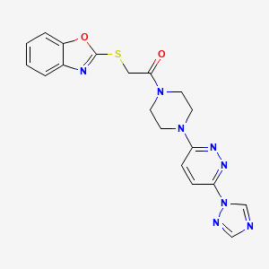 molecular formula C19H18N8O2S B2593844 1-(4-(6-(1H-1,2,4-三唑-1-基)吡啶嗪-3-基)哌嗪-1-基)-2-(苯并[d]恶唑-2-基硫代)乙酮 CAS No. 2034261-19-1