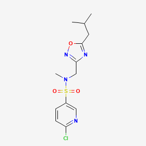 molecular formula C13H17ClN4O3S B2593848 6-chloro-N-methyl-N-{[5-(2-methylpropyl)-1,2,4-oxadiazol-3-yl]methyl}pyridine-3-sulfonamide CAS No. 1333516-42-9