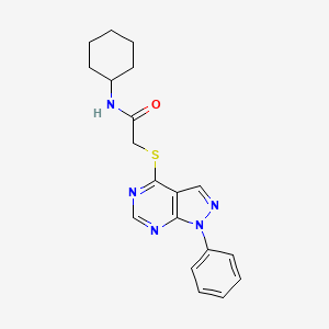 molecular formula C19H21N5OS B2593852 N-环己基-2-（{1-苯基-1H-吡唑并[3,4-d]嘧啶-4-基}硫代）乙酰胺 CAS No. 516461-37-3