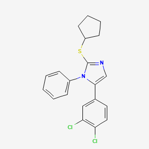 molecular formula C20H18Cl2N2S B2593857 2-(cyclopentylthio)-5-(3,4-dichlorophenyl)-1-phenyl-1H-imidazole CAS No. 1207024-20-1