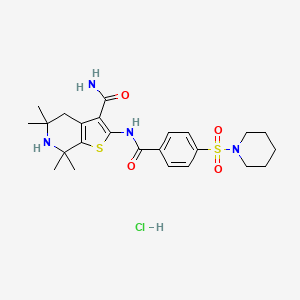 5,5,7,7-Tetramethyl-2-(4-(piperidin-1-ylsulfonyl)benzamido)-4,5,6,7-tetrahydrothieno[2,3-c]pyridine-3-carboxamide hydrochloride