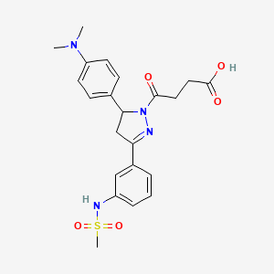 molecular formula C22H26N4O5S B2593864 4-(5-(4-(dimethylamino)phenyl)-3-(3-(methylsulfonamido)phenyl)-4,5-dihydro-1H-pyrazol-1-yl)-4-oxobutanoic acid CAS No. 852141-65-2