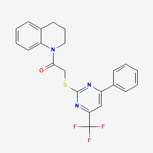 molecular formula C22H18F3N3OS B2593878 1-(3,4-二氢喹啉-1(2H)-基)-2-((4-苯基-6-(三氟甲基)嘧啶-2-基)硫代)乙酮 CAS No. 494196-99-5