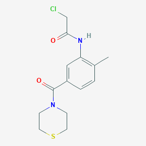 molecular formula C14H17ClN2O2S B2593879 2-Chloro-N-[2-methyl-5-(thiomorpholine-4-carbonyl)phenyl]acetamide CAS No. 2411230-37-8