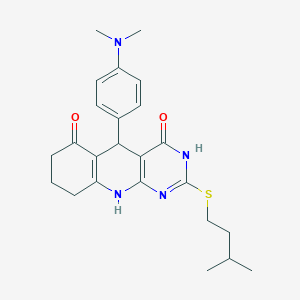 5-(4-(dimethylamino)phenyl)-2-(isopentylthio)-7,8,9,10-tetrahydropyrimido[4,5-b]quinoline-4,6(3H,5H)-dione